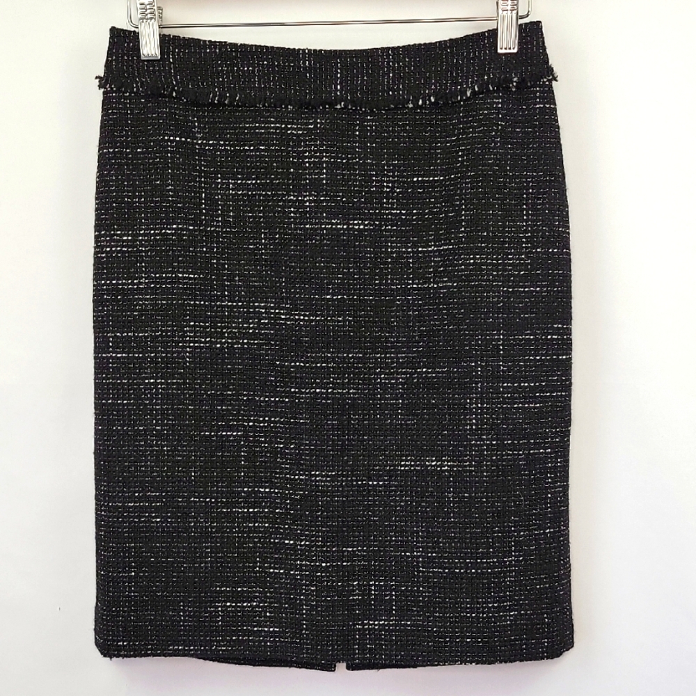 Ann Taylor Wool Blend Tweed Pencil Skirt Black/ Cream Size 4